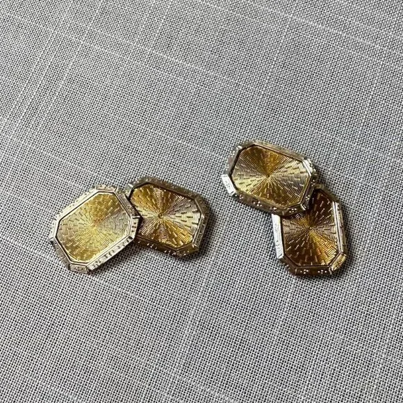Vintage 10K Art Deco Two Tone Gold Cufflinks